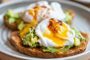 Eggs Benedict Avocado Toast with Egg and Fruit Recipe