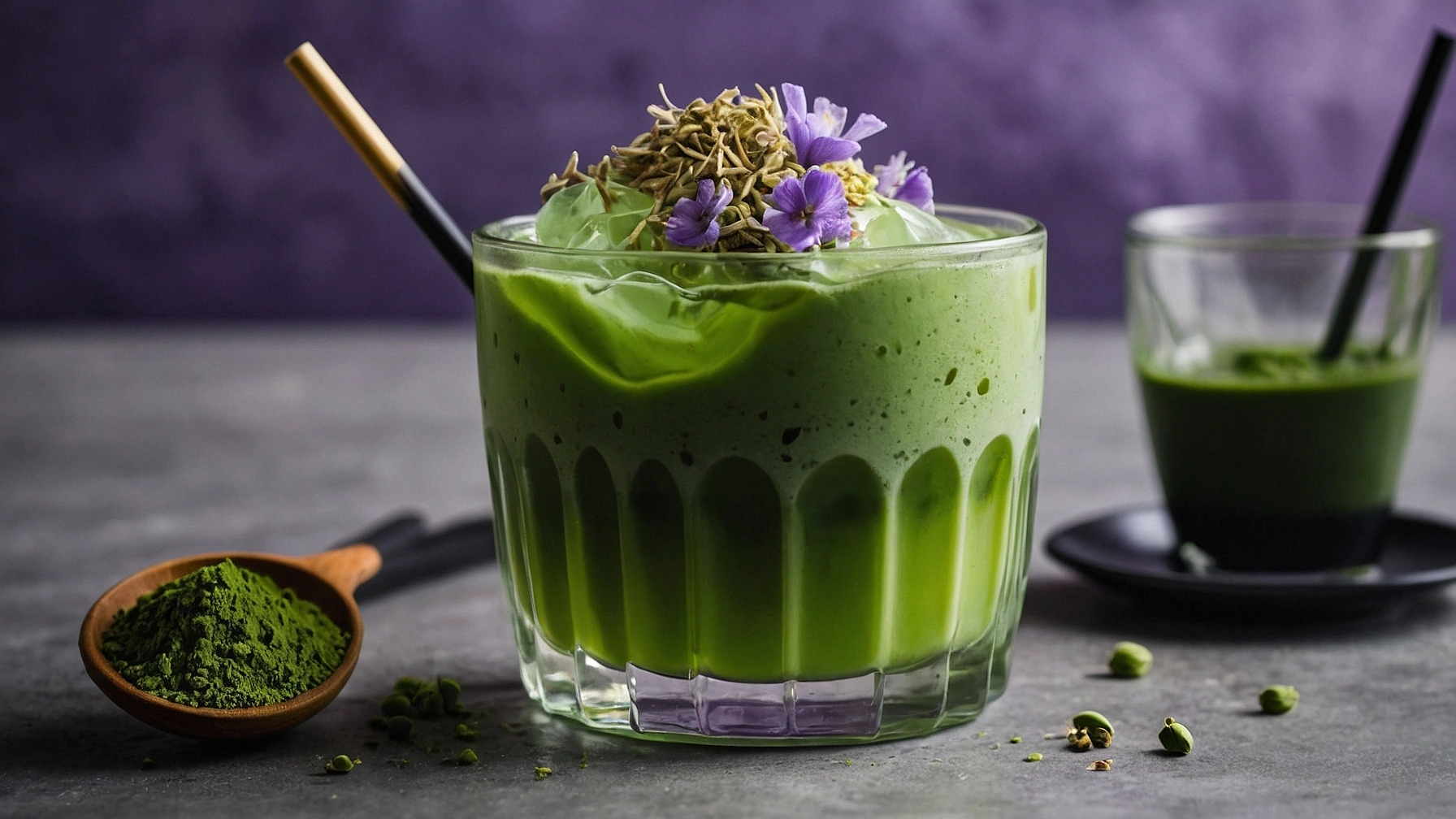 Iced lavender cream oatmilk matcha 2