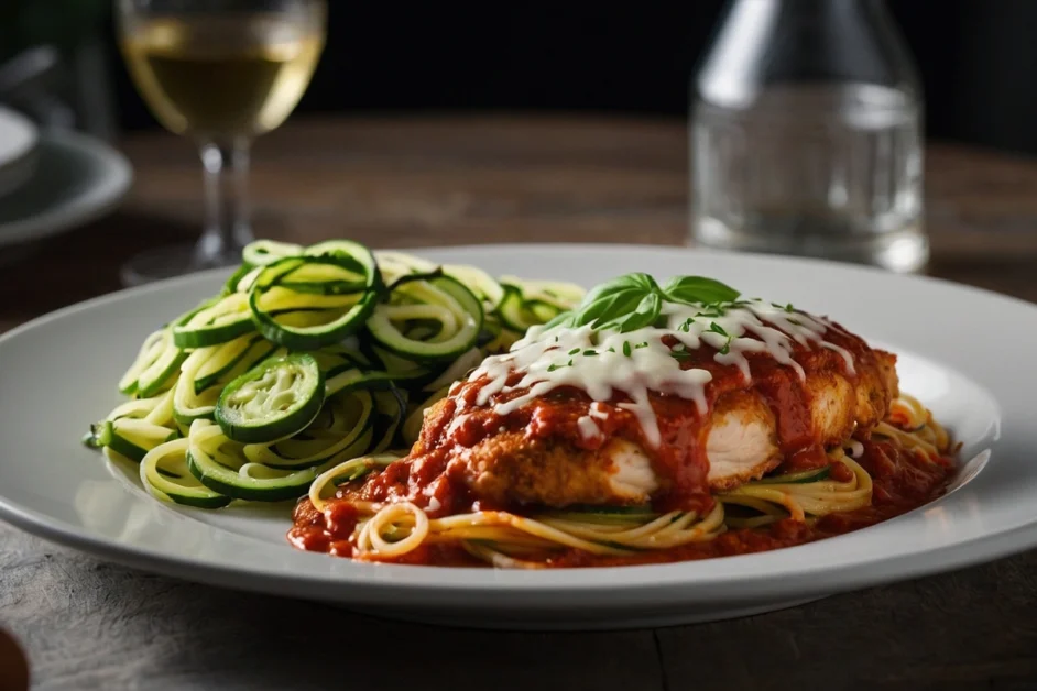 chicken parmesan and Zucchini Noodles