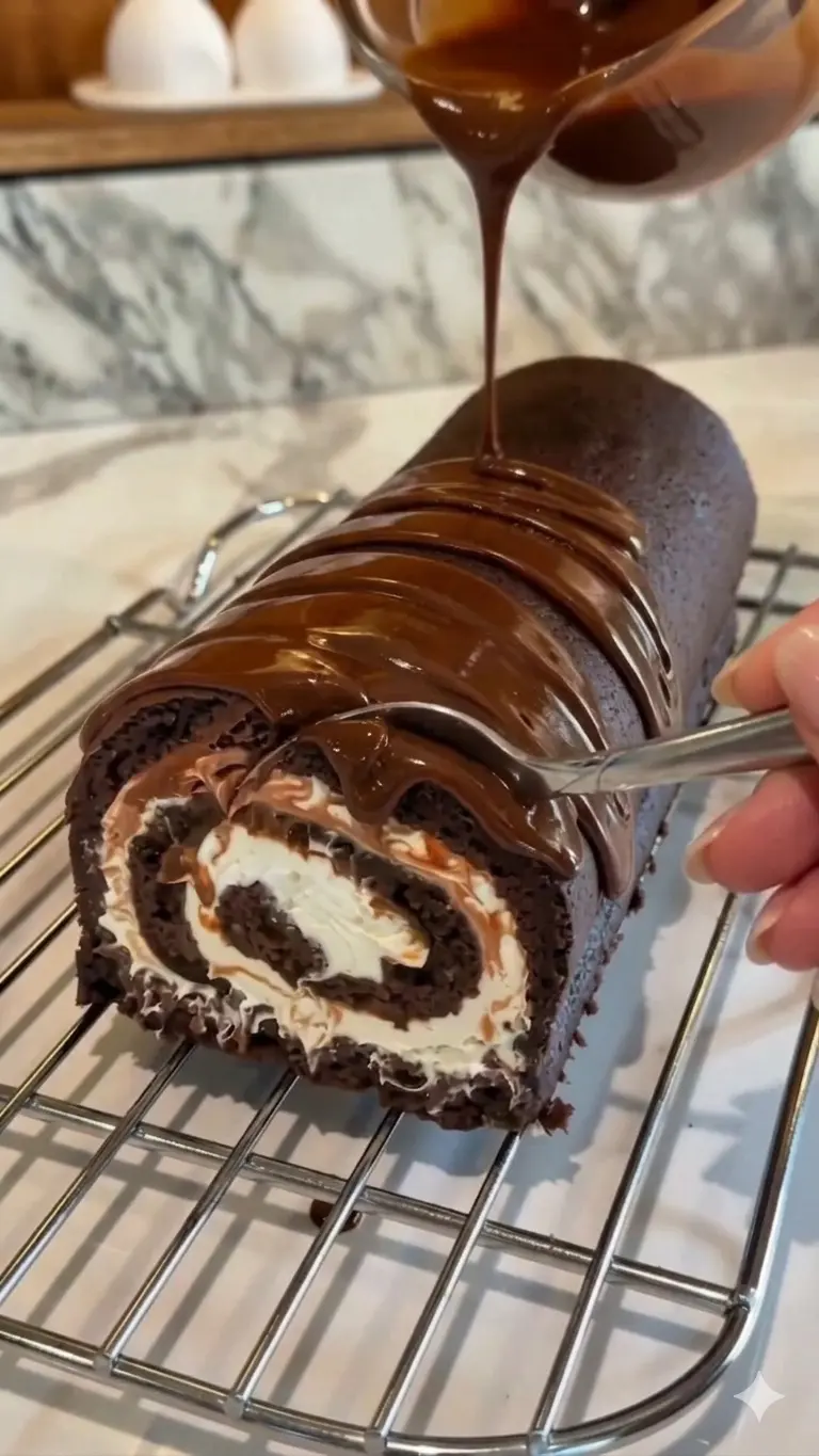 Chocolate Caramel Swiss Roll