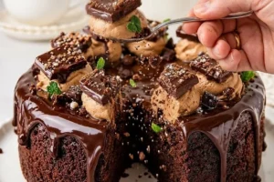 Delicious Choco Supernova Cake topped with chocolate and edible stars