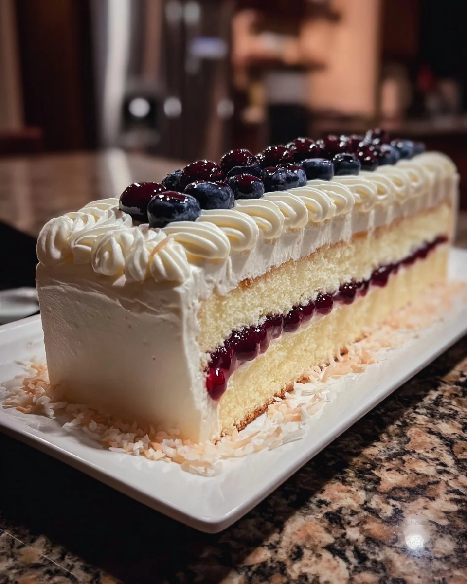 Coconut Cream Berry Chantilly Slice