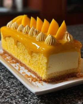 Mango Glazed Cream Cake with Mango Butter Rosettes