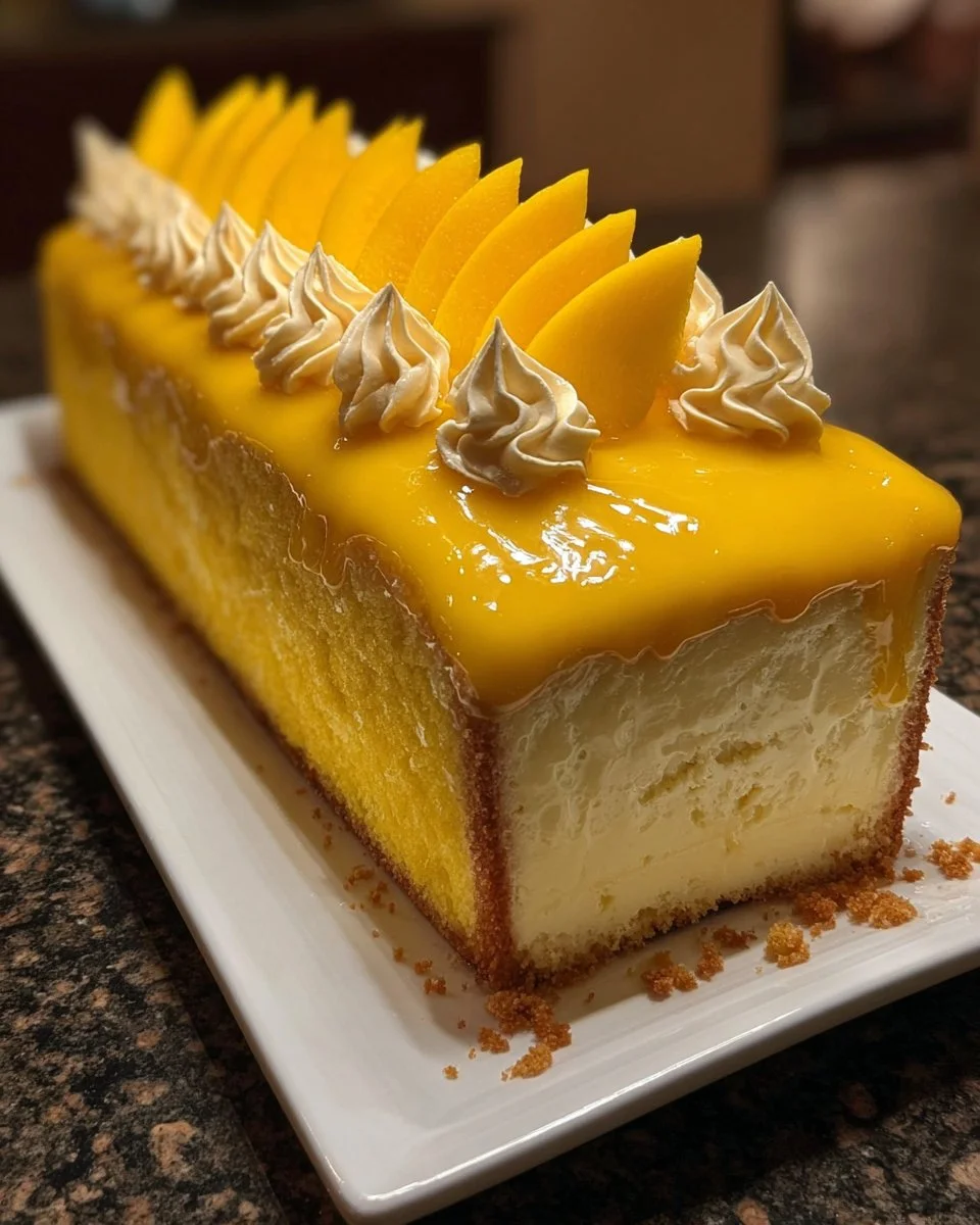 Mango Glazed Cream Cake with Mango Butter Rosettes