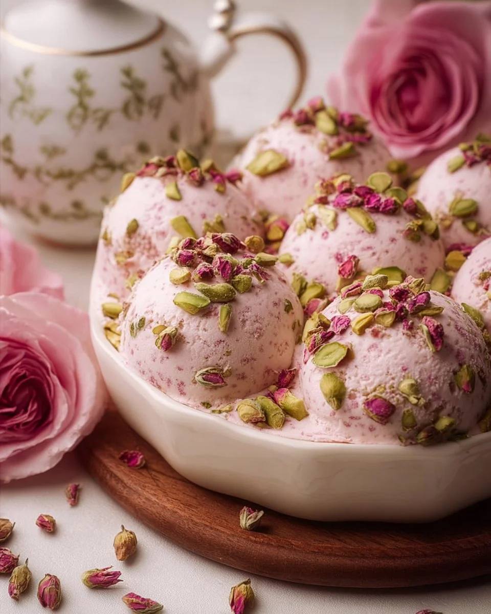 Rose Pistachio Cheesecake Ice Cream