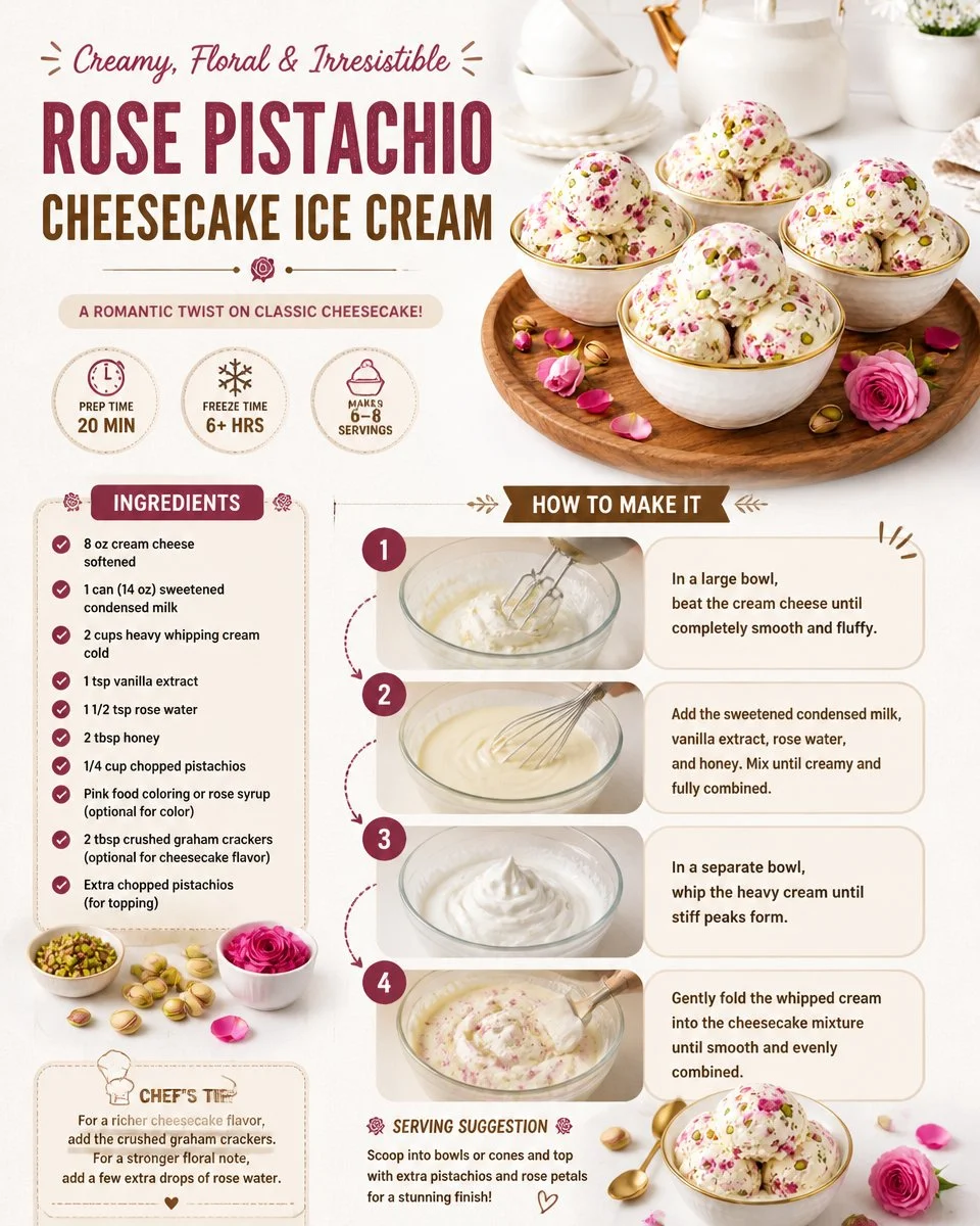 Rose Pistachio Cheesecake Ice Cream