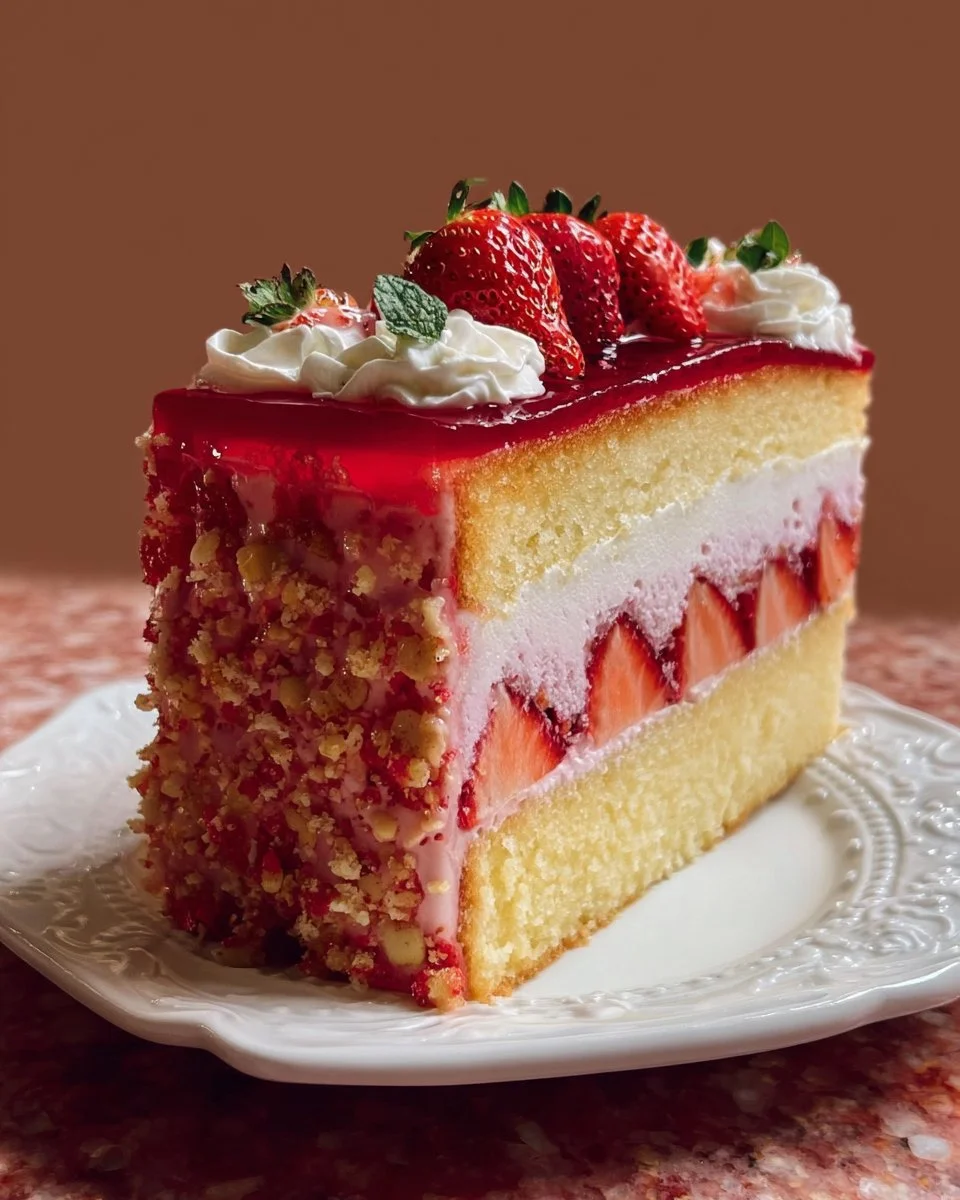Strawberry Crunch Layer Cake