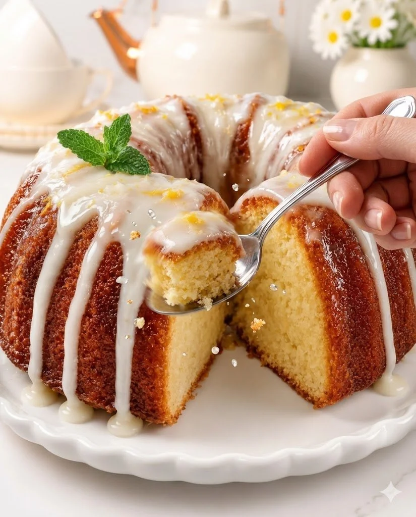 Vanilla Buttermilk Pound Cake with Cream Cheese Glaze