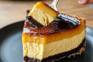 Caramel Flan Cheesecake with a Chocolate Crust