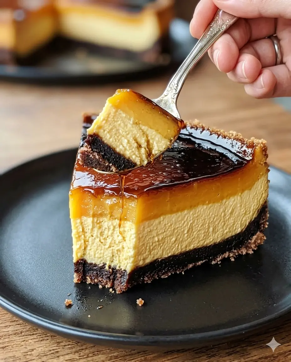 Caramel Flan Cheesecake with a Chocolate Crust