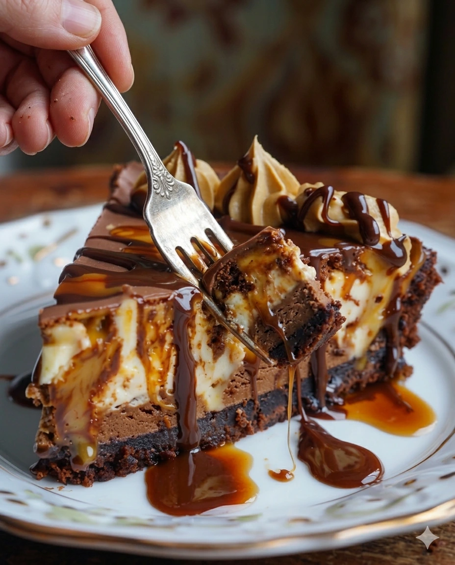 Turtle Brownie Cheesecake