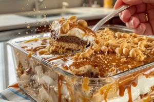 No-Bake Peanut Butter Caramel Lasagna