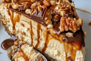 Ultimate Chocolate Caramel Nut Cheesecake