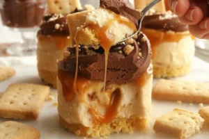Vegan No-Bake Mini Twix Cheesecakes