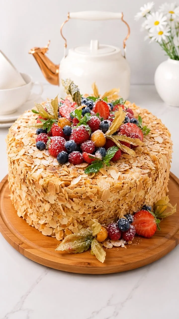 Almond Berry Crunch Cake