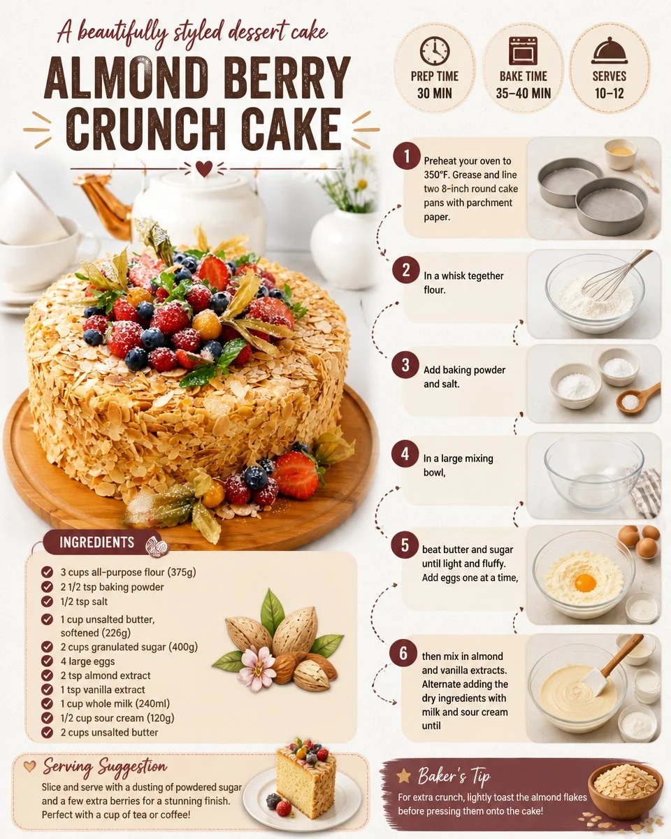 Almond Berry Crunch Cake