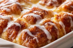 Delicious Apple Fritter Cake with a glaze and fresh apples on top