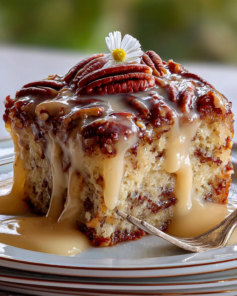 Butter Pecan Praline Poke Cake
