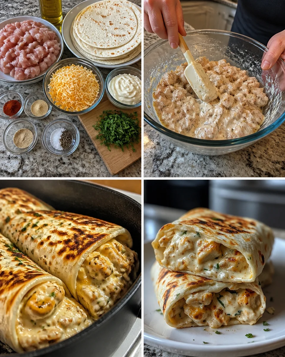 Cheesy Chicken Garlic Wraps