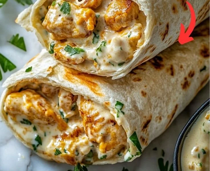 Cheesy Garlic Chicken Wraps