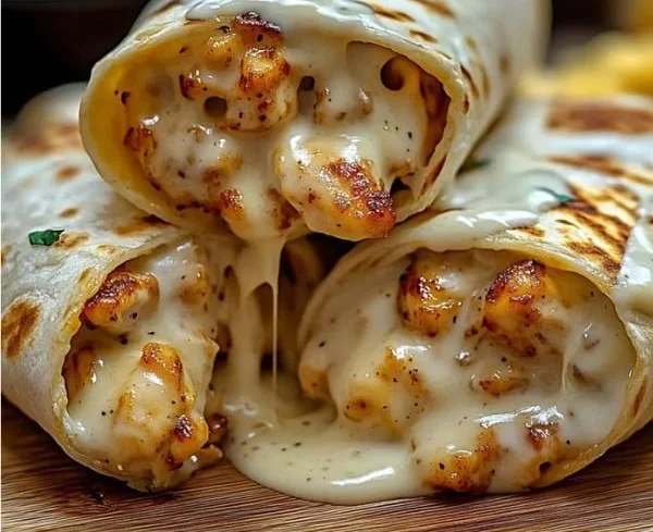 Cheesy Garlic Chicken Wraps
