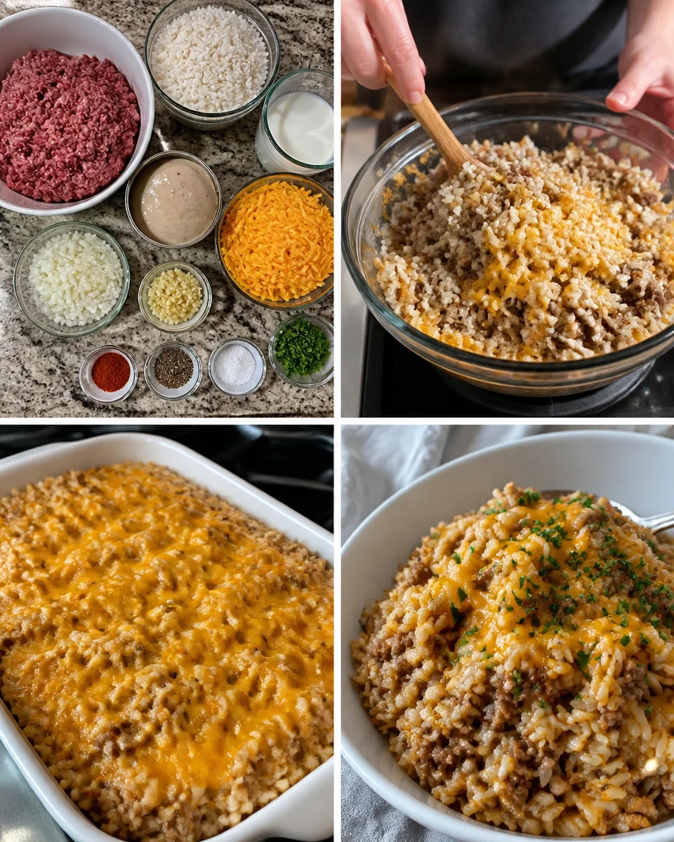 Cheesy Ground Beef and Rice Casserole