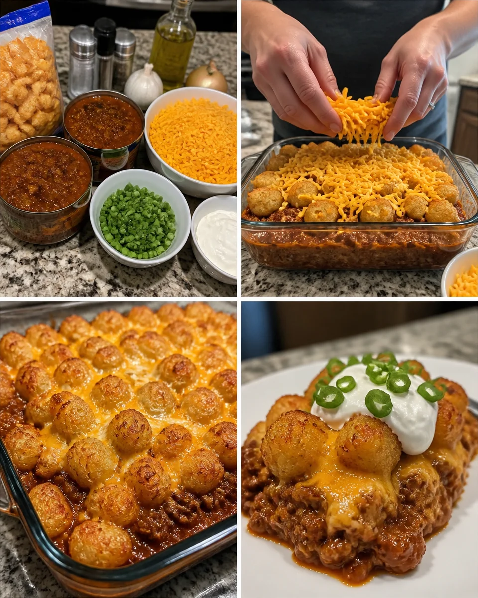 Chili Cheese Tater Tot Casserole