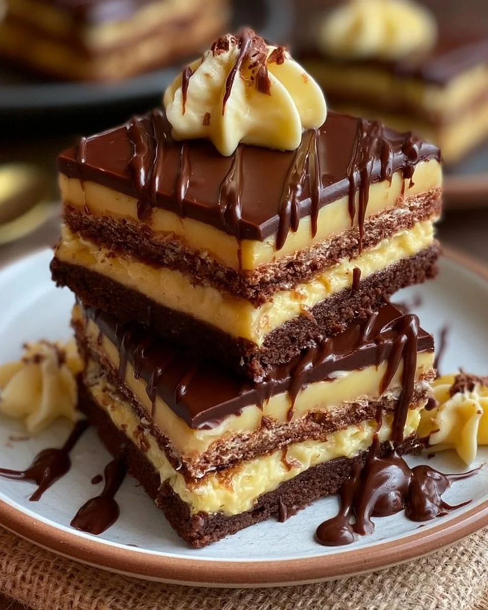 Chocolate Custard Cream Cake Squares