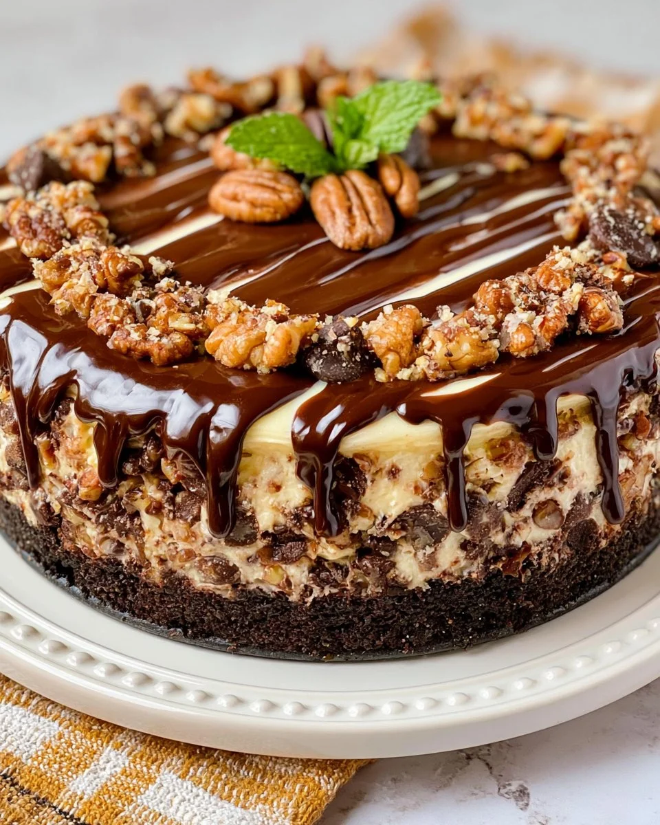 Chocolate Pecan Turtle Cheesecake