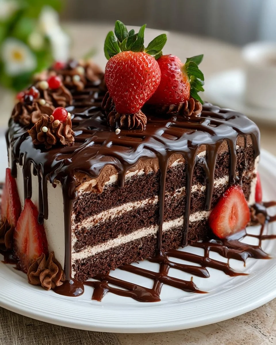 Chocolate Strawberry Web Elegance Cake