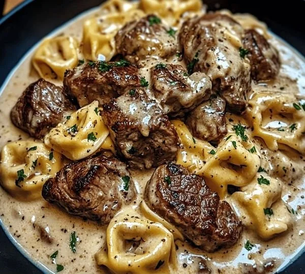 Cracked Garlic Steak Tortellini in Cream Sauce Bliss