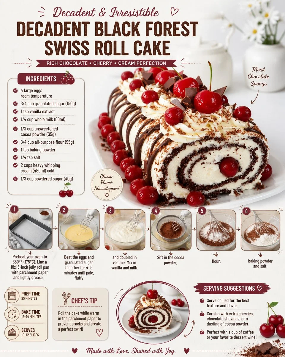 Decadent Black Forest Swiss Roll Cake