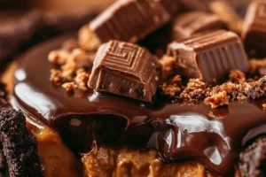 Giant Reese’s Peanut Butter Cup showcasing creamy peanut butter filling and chocolate exterior.
