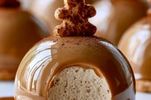 Gingerbread Latte Mousse Domes on a festive table