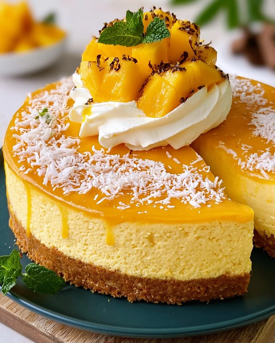Golden Mango Coconut Cheesecake