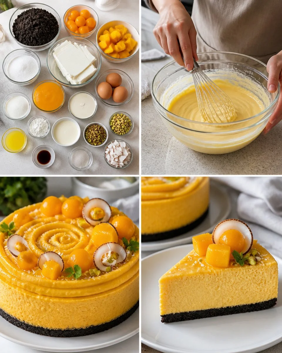 Golden Mango Coconut Cheesecake