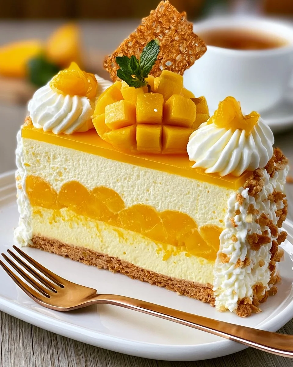 Golden Mango Vanilla Mousse Cake