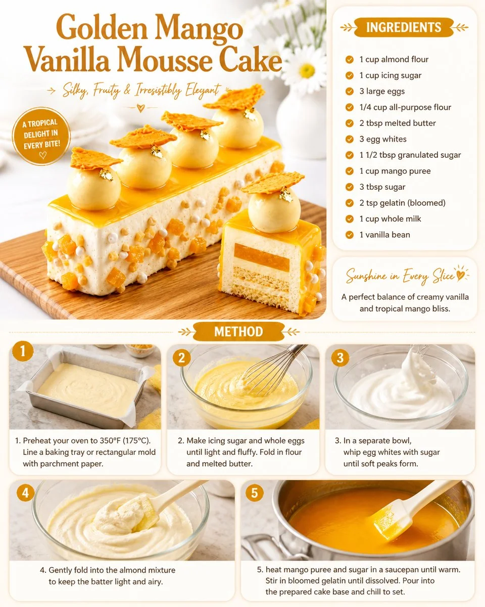 Golden Mango Vanilla Mousse Cake