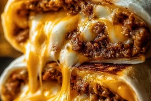 Delicious grilled cheese burrito with melted cheese and flavorful fillings