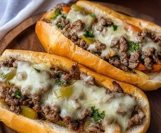 Ground Beef Philly Cheesesteaks