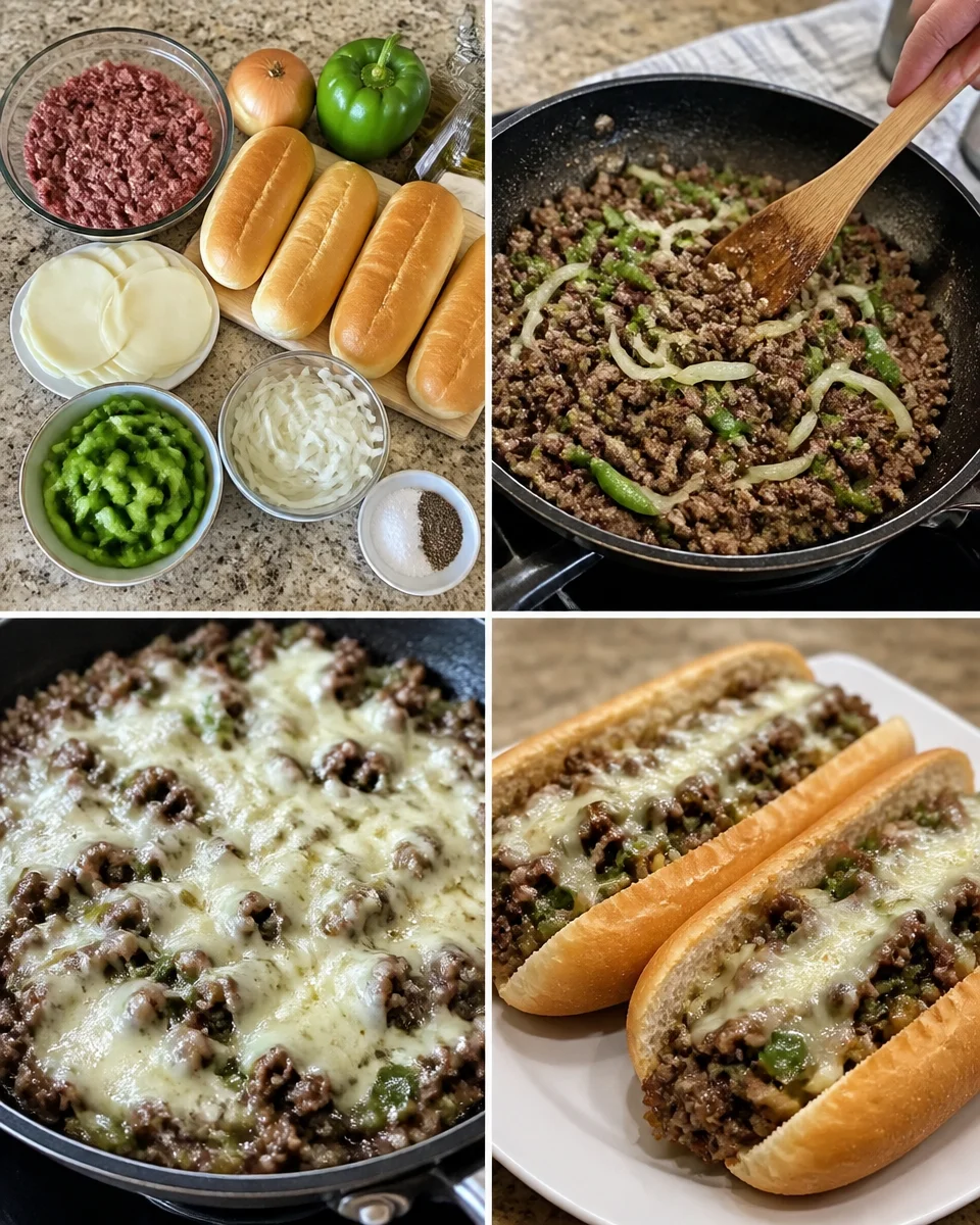 Ground Beef Philly Cheesesteaks
