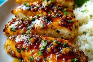 Honey Garlic Chicken Breasts recipe with a sweet and savory glaze.