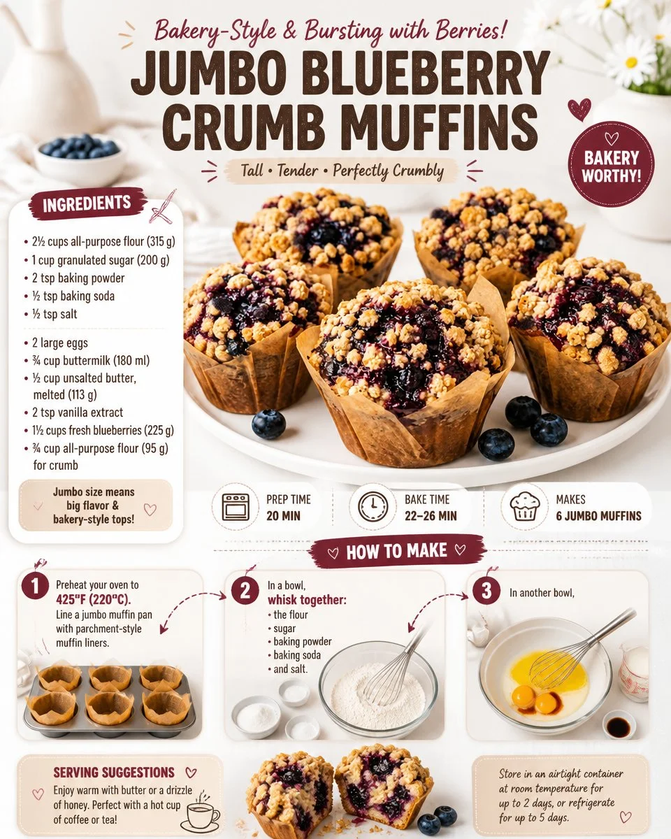 Jumbo Blueberry Crumb Muffins