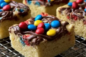 Delicious Lazy Cake Cookie Bars displayed on a plate