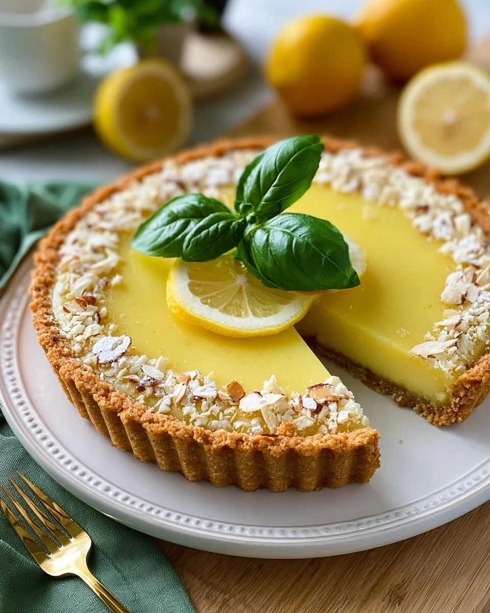 Lemon Basil Almond Tart