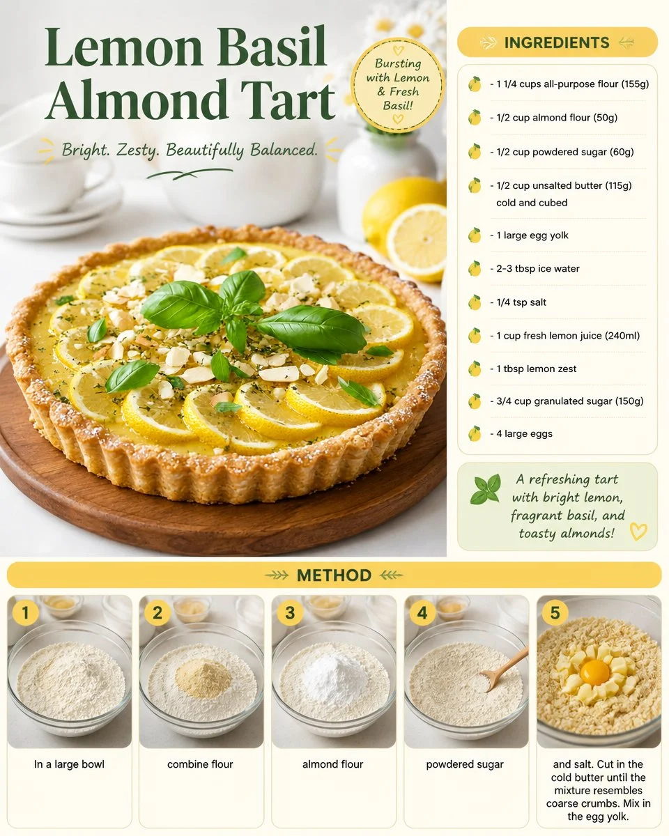 Lemon Basil Almond Tart