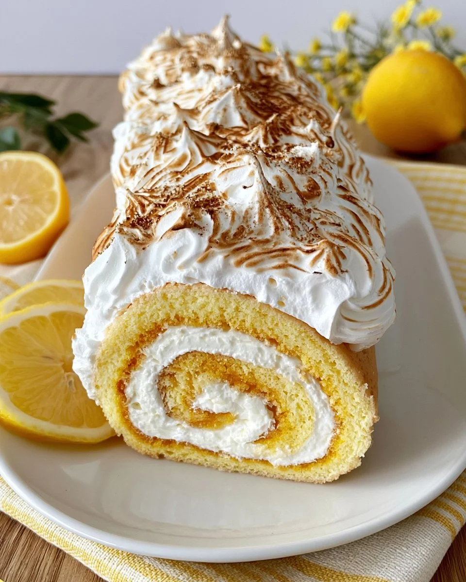 Lemon Meringue Swiss Roll Cake
