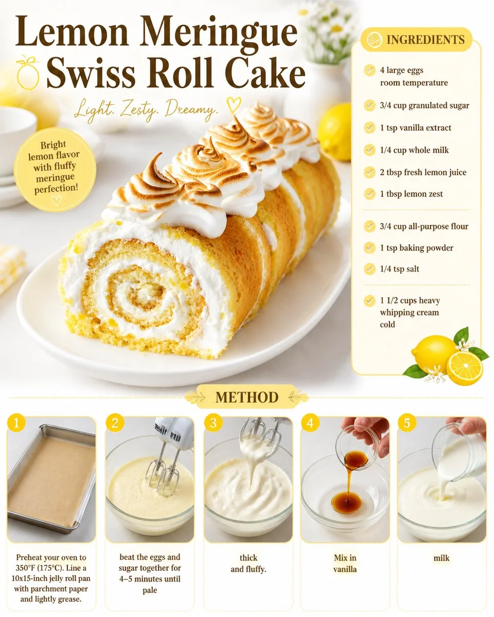 Lemon Meringue Swiss Roll Cake
