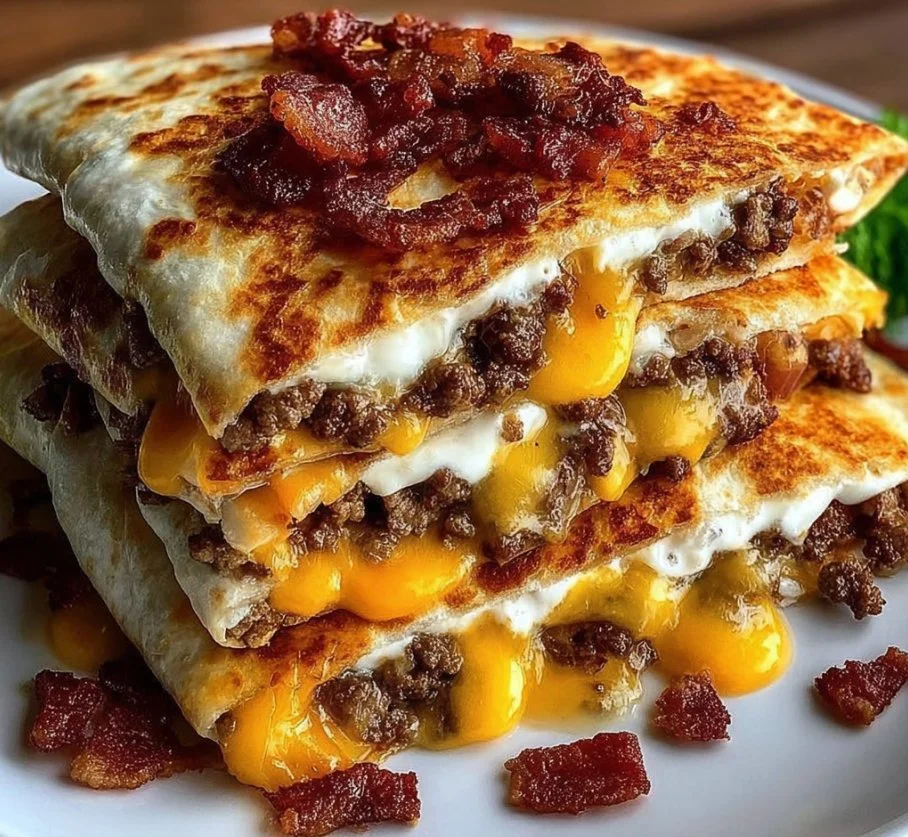 Maple Bacon Cheeseburger Quesadillas