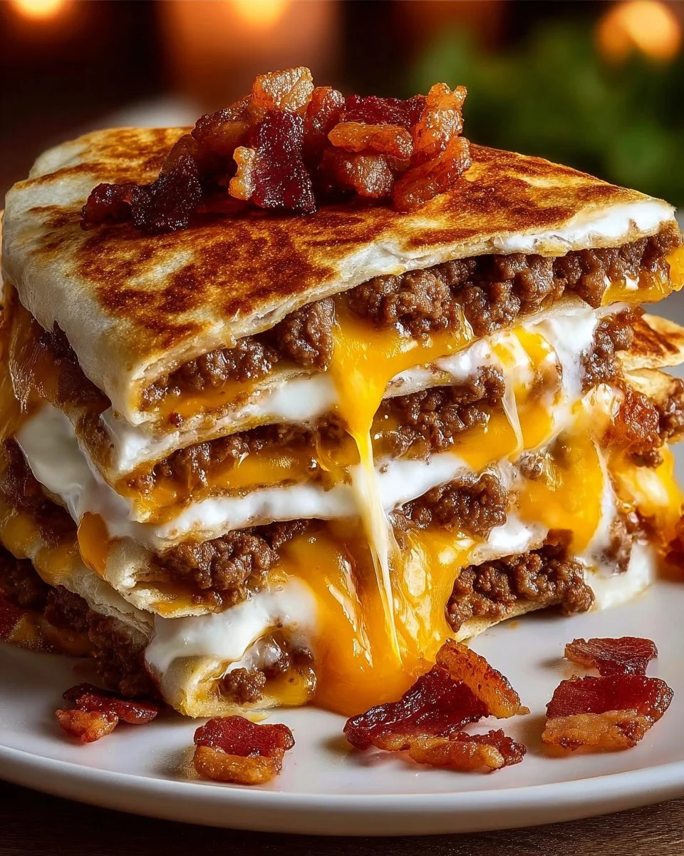 Maple Bacon Cheeseburger Quesadillas